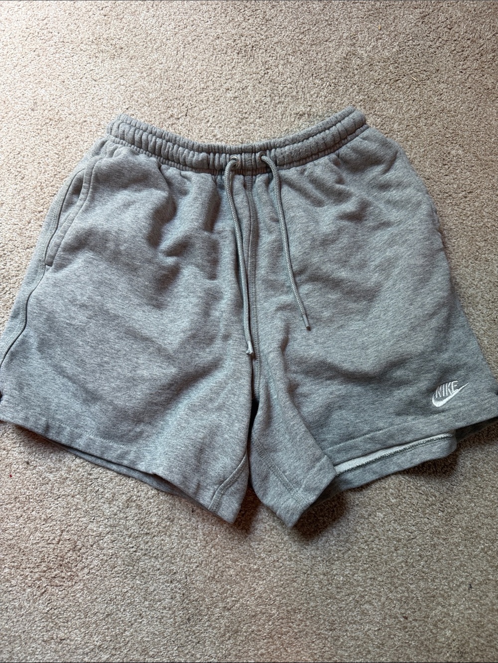 Nike Heather Gray Fleece Shorts with Swoosh